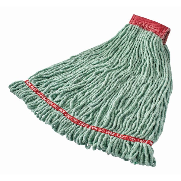 Rubbermaid Commercial 5 in Looped-End Wet Mop, Green, Cotton/Synthetic, FGA25306GR00 FGA25306GR00 - main